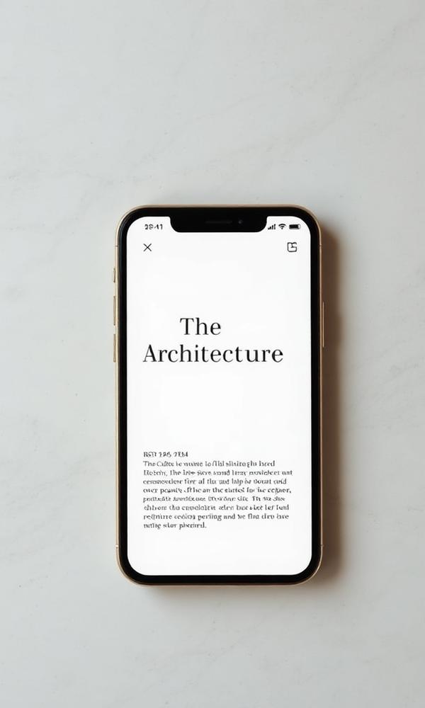 Placeholder mobile preview of an architecture studio website homepage